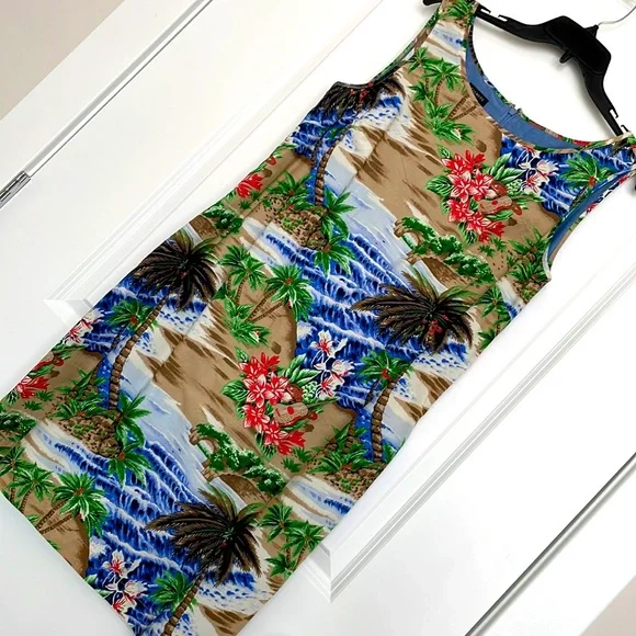 Talbots sleeveless beach print dress with pockets! Like new. - Picture 2 of 11